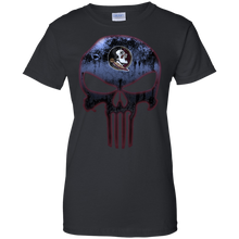 Load image into Gallery viewer, Florida State Seminoles Football The Punisher Skull T-Shirt For Women