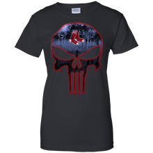 Load image into Gallery viewer, Boston Red Sox Baseball The Punisher Skull T-Shirt For Women