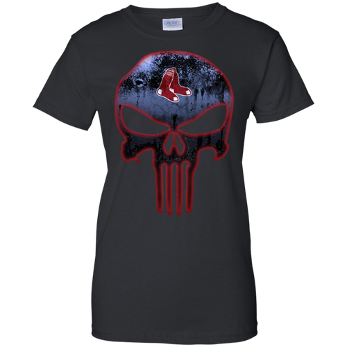 Boston Red Sox Baseball The Punisher Skull T-Shirt For Women