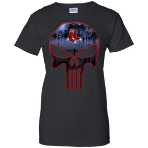 Boston Red Sox Baseball The Punisher Skull T-Shirt For Women