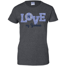 Load image into Gallery viewer, Glitter Love For New York Yankees Fans T-Shirt For Women