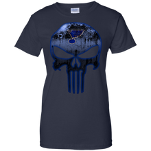Load image into Gallery viewer, St. Louis Blues Hockey The Punisher Skull T-Shirt For Women