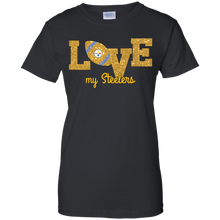 Load image into Gallery viewer, Glitter Love For Pittsburgh Steelers Fans T-Shirt For Women
