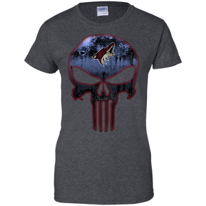 Arizona Coyotes Hockey The Punisher Skull T-Shirt For Women