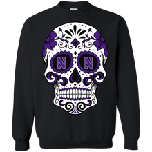 Load image into Gallery viewer, Northwestern Wildcats Sugar Skull Sweatshirt