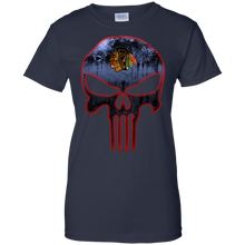 Load image into Gallery viewer, Chicago Blackhawks Hockey The Punisher Skull T-Shirt For Women