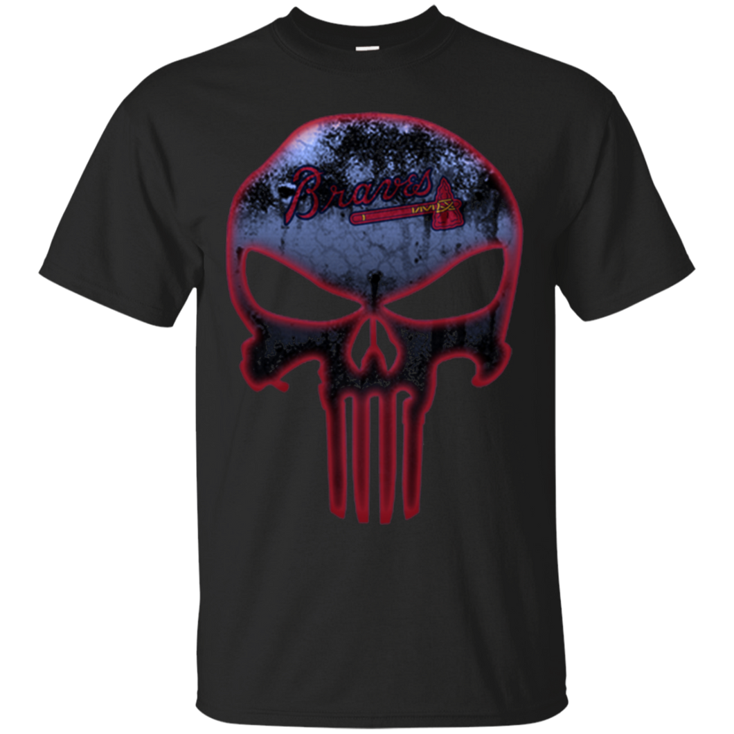 Atlanta Braves Baseball The Punisher Skull T - Shirt For Men