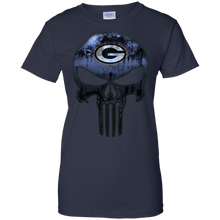 Load image into Gallery viewer, Green Bay Packers Football The Punisher Skull T-Shirt For Women