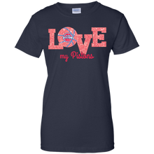 Load image into Gallery viewer, Glitter Love For Detroit Pistons Fans T-Shirt For Women