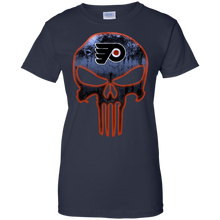 Load image into Gallery viewer, Philadelphia Flyers Hockey The Punisher Skull T-Shirt For Women