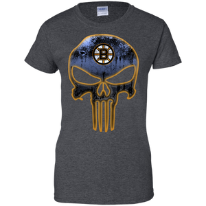 Boston Bruins Hockey The Punisher Skull T-Shirt For Women