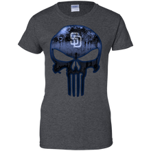 Load image into Gallery viewer, San Diego Padres Baseball The Punisher Skull T-Shirt For Women