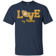 Load image into Gallery viewer, Glitter Love For Pittsburgh Steelers Fans T - Shirt For Men