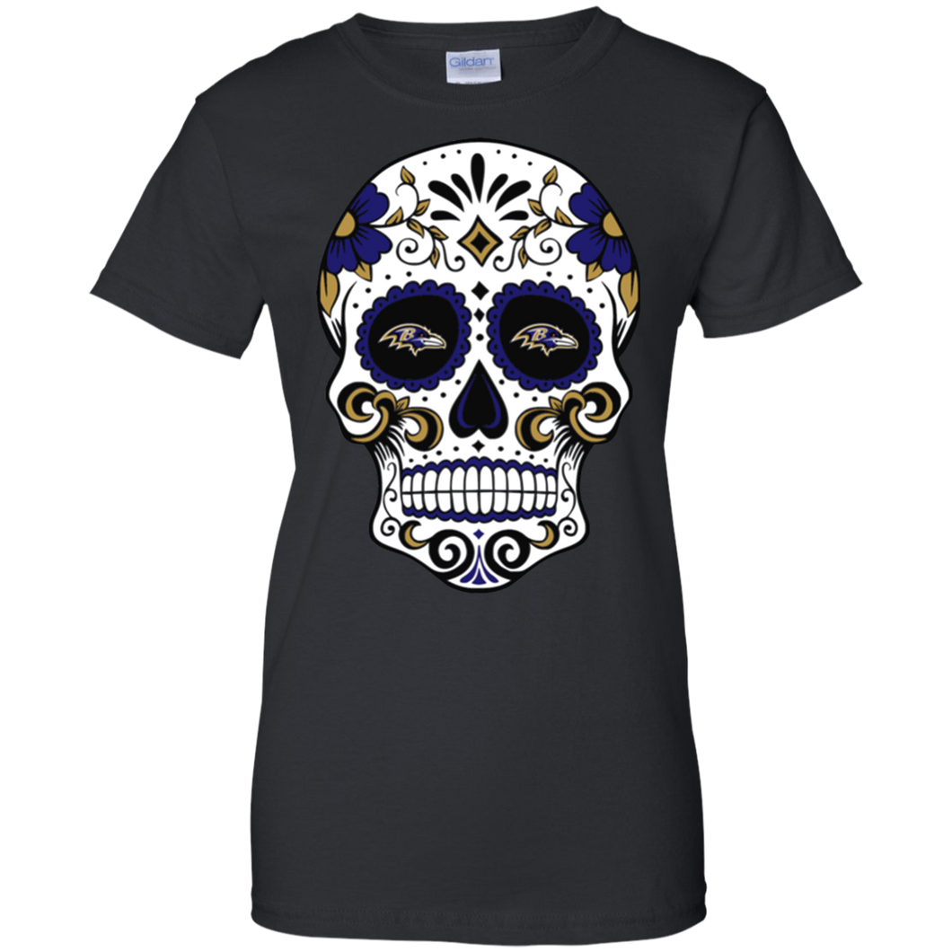 Baltimore Ravens Sugar Skull T-Shirt For Women