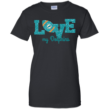 Load image into Gallery viewer, Glitter Love For Miami Dolphins Fans T-Shirt For Women