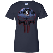 Load image into Gallery viewer, Florida State Seminoles Football The Punisher Skull T-Shirt For Women