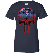 Load image into Gallery viewer, Philadelphia Phillies Baseball The Punisher Skull T-Shirt For Women