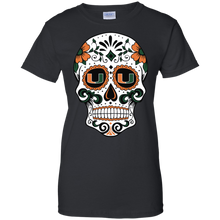 Load image into Gallery viewer, Miami Hurricanes Sugar Skull T-Shirt For Women
