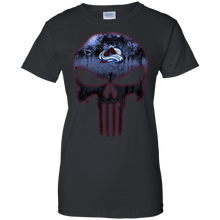 Load image into Gallery viewer, Colorado Avalanche Hockey The Punisher Skull T-Shirt For Women