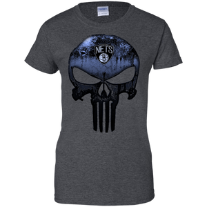 Brooklyn Nets Basketball The Punisher Skull T-Shirt For Women