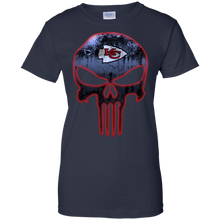 Load image into Gallery viewer, Kansas City Chiefs Football The Punisher Skull T-Shirt For Women
