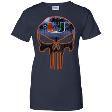 Load image into Gallery viewer, Miami Hurricanes Football The Punisher Skull T-Shirt For Women