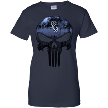 Load image into Gallery viewer, Chicago White Sox Baseball The Punisher Skull T-Shirt For Women