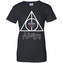 Load image into Gallery viewer, Deathly Hallows For New Orleans Pelicans And Harry Potter Fans T-Shirt For Women