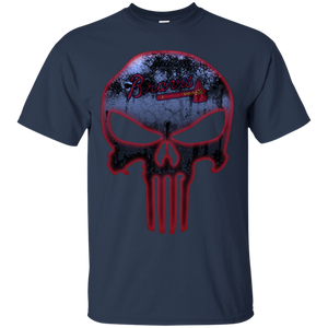 Atlanta Braves Baseball The Punisher Skull T - Shirt For Men