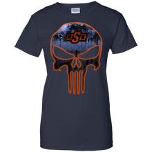Load image into Gallery viewer, Oklahoma State Cowboys Football The Punisher Skull T-Shirt For Women