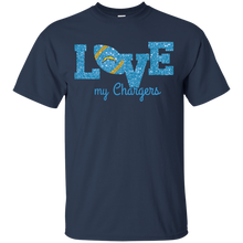 Load image into Gallery viewer, Glitter Love For Los Angeles Chargers Fans T - Shirt For Men