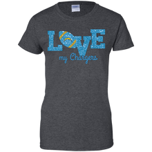 Load image into Gallery viewer, Glitter Love For Los Angeles Chargers Fans T-Shirt For Women