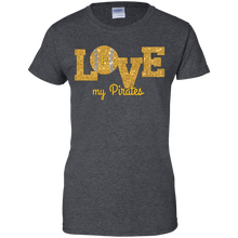 Load image into Gallery viewer, Glitter Love For Pittsburgh Pirates Fans T-Shirt For Women
