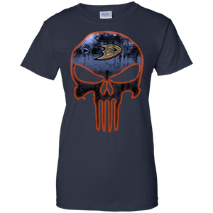 Anaheim Ducks Hockey The Punisher Skull T-Shirt For Women