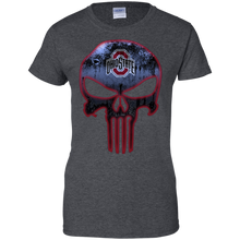 Load image into Gallery viewer, Ohio State Buckeyes Football The Punisher Skull T-Shirt For Women