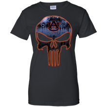 Load image into Gallery viewer, Auburn Tigers Football The Punisher Skull T-Shirt For Women