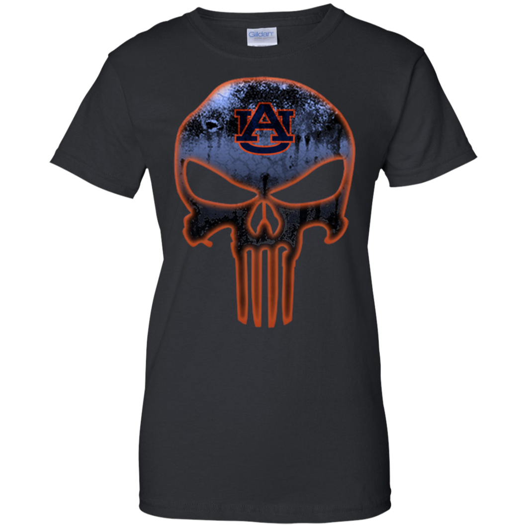 Auburn Tigers Football The Punisher Skull T-Shirt For Women