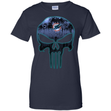 Load image into Gallery viewer, Miami Dolphins Football The Punisher Skull T-Shirt For Women