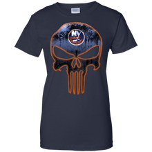 Load image into Gallery viewer, New York Islanders Hockey The Punisher Skull T-Shirt For Women