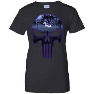 Abilene Christian Wildcats Football The Punisher Skull T-Shirt For Women