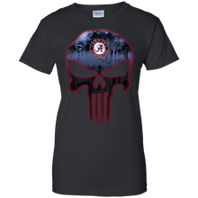 Load image into Gallery viewer, Alabama Crimson Football The Punisher Skull T-Shirt For Women