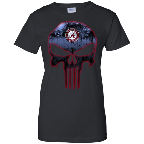 Alabama Crimson Football The Punisher Skull T-Shirt For Women