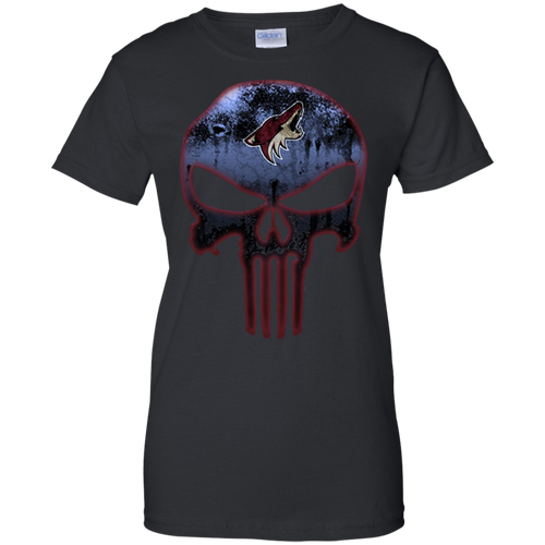 Arizona Coyotes Hockey The Punisher Skull T-Shirt For Women