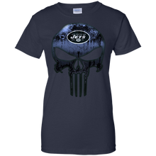 Load image into Gallery viewer, New York Jets Football The Punisher Skull T-Shirt For Women