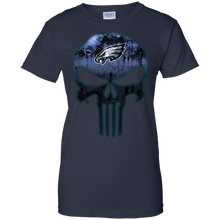 Load image into Gallery viewer, Philadelphia Eagles Football The Punisher Skull T-Shirt For Women