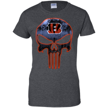 Load image into Gallery viewer, Cincinnati Bengals Football The Punisher Skull T-Shirt For Women