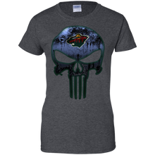 Load image into Gallery viewer, Minnesota Wild Hockey The Punisher Skull T-Shirt For Women